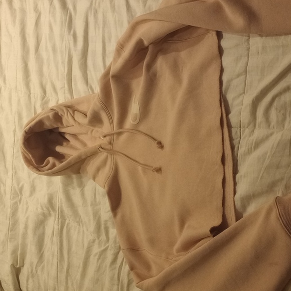 Champion‎ woman's REVERSE WEAVE CROPPED CUT-OFF HOODIE, size medium, pale pink
